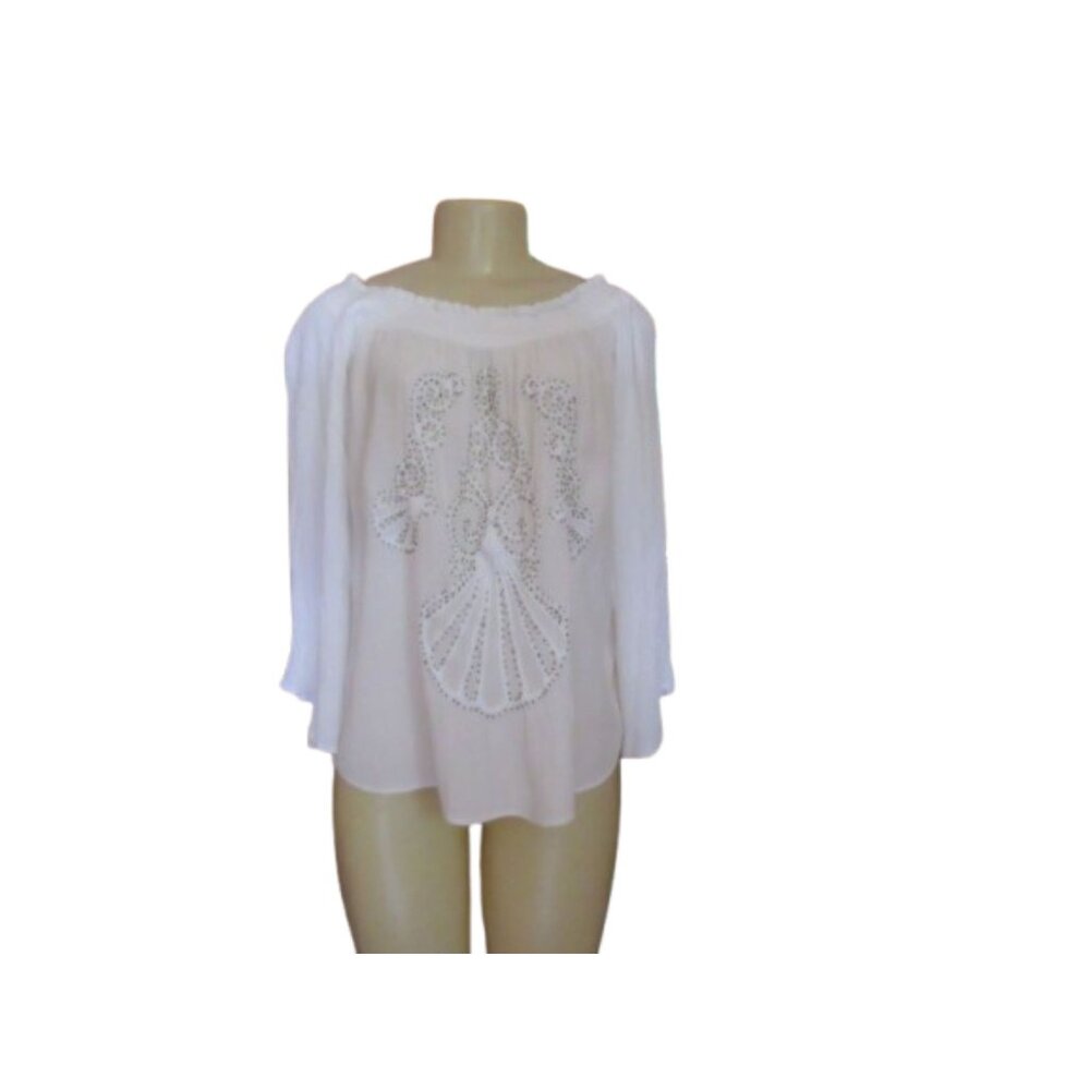 Lilly Pulitzer Nita Top White Beaded Off-The-Shoulder Blouse S
